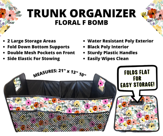 Preorder! Closes 3/10. ETA June. Floral F Bomb Trunk Organizer