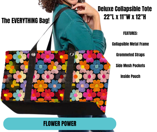 Preorder! Closes 11/18. ETA Feb. Flower Power Collapsible Tote