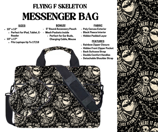 Preorder! Closes 4/3. ETA July. Flying F Skeleton Messenger Bags