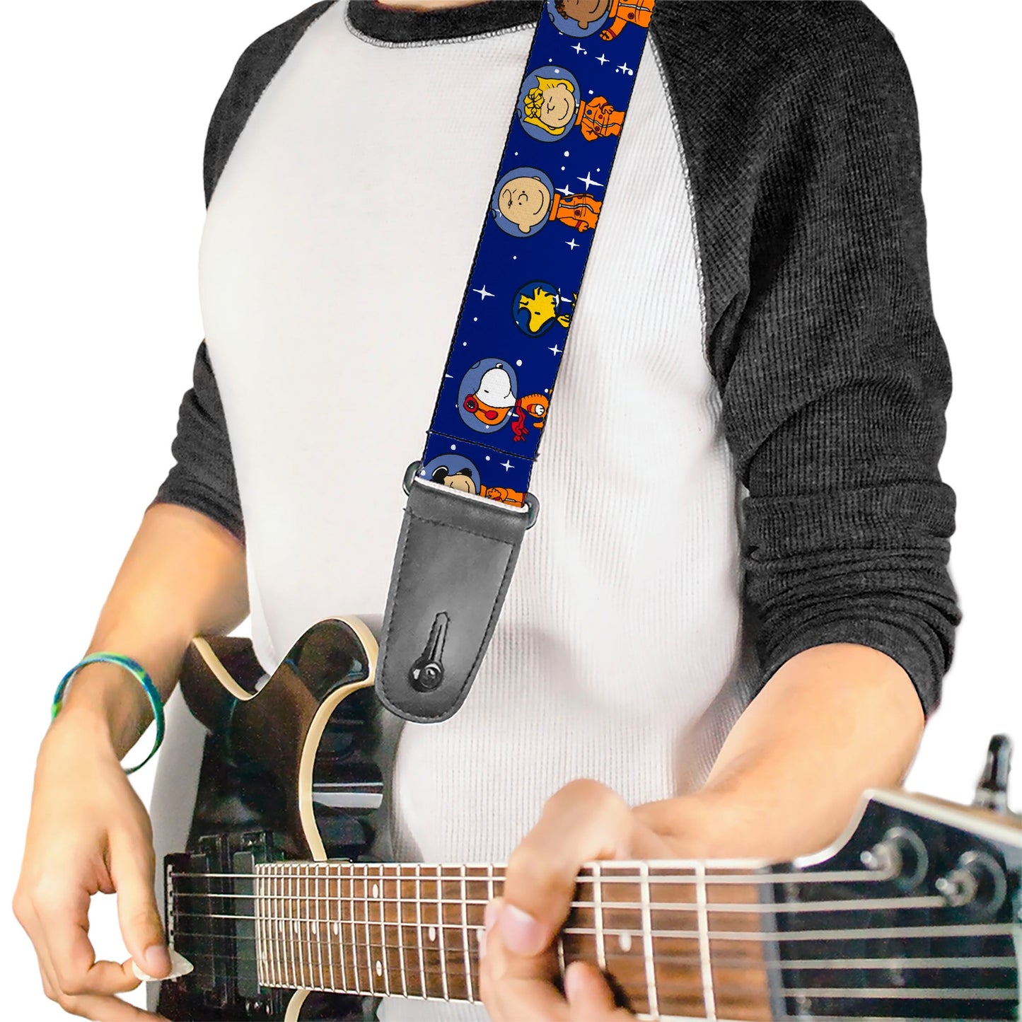 Guitar Strap - Peanuts Gang Astronauts Standing Poses Stars Blue/White