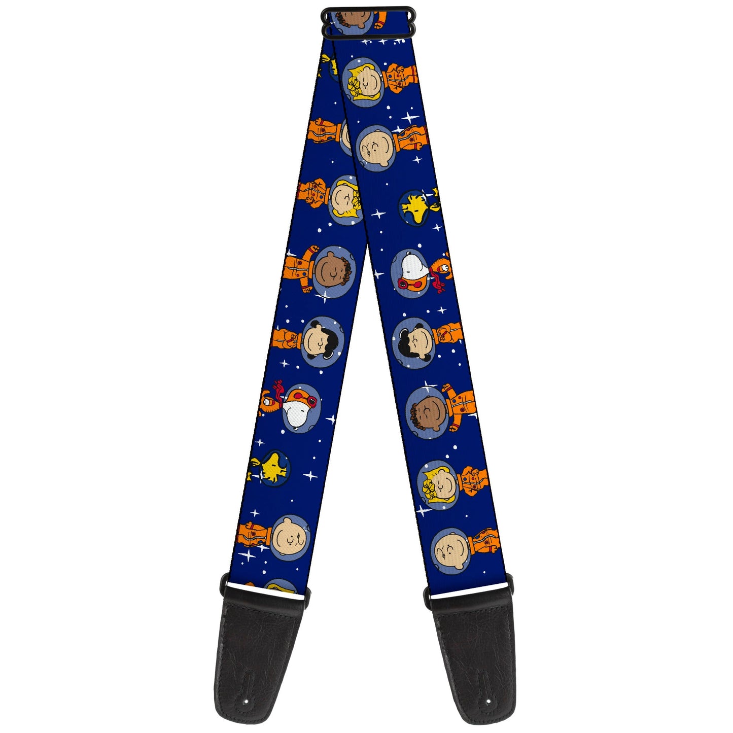 Guitar Strap - Peanuts Gang Astronauts Standing Poses Stars Blue/White