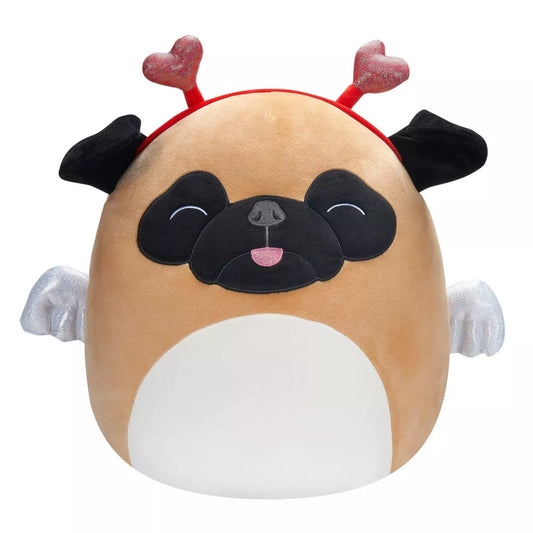 Squishmallows Pam the Pug Wearing Heart Headband & Winking Eyes 16" 2023 Valentine's Collection Stuffed Plush