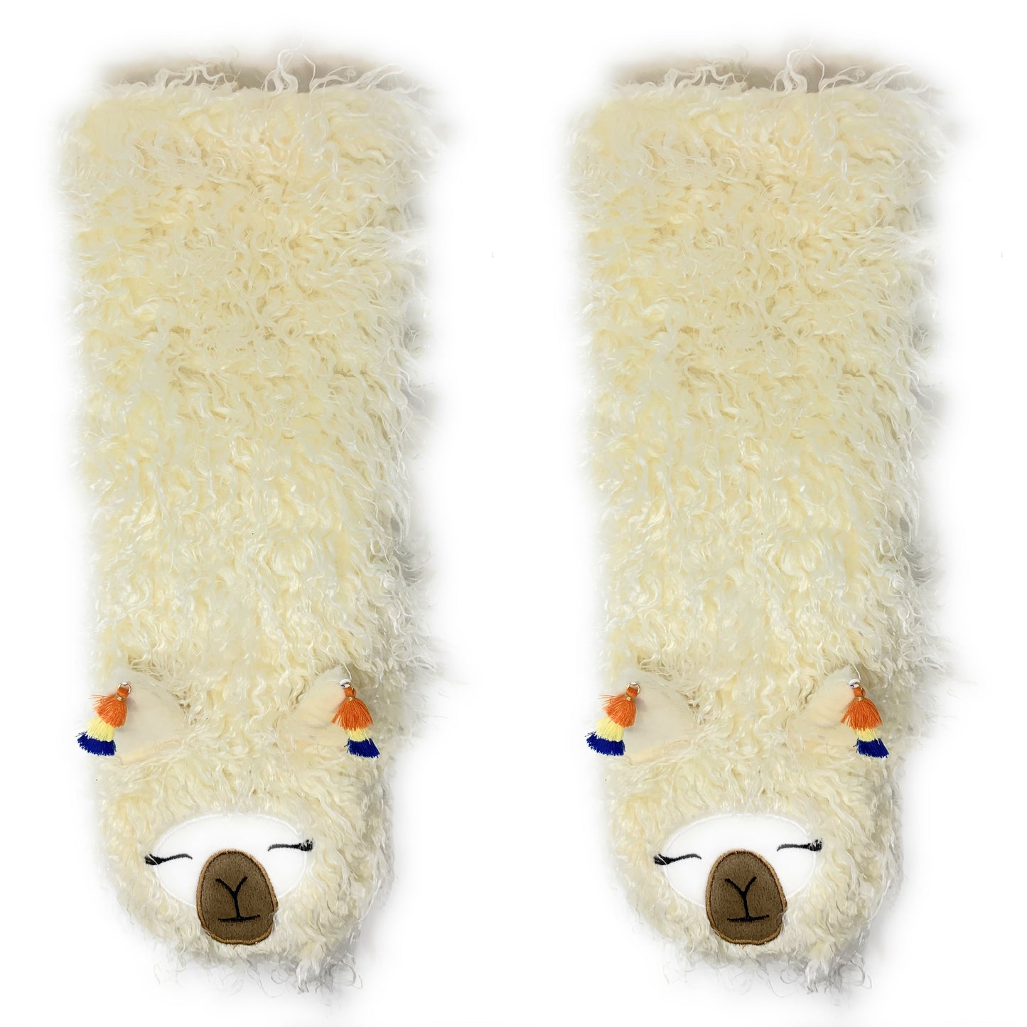 Llama Llama White Plush Slipper Socks