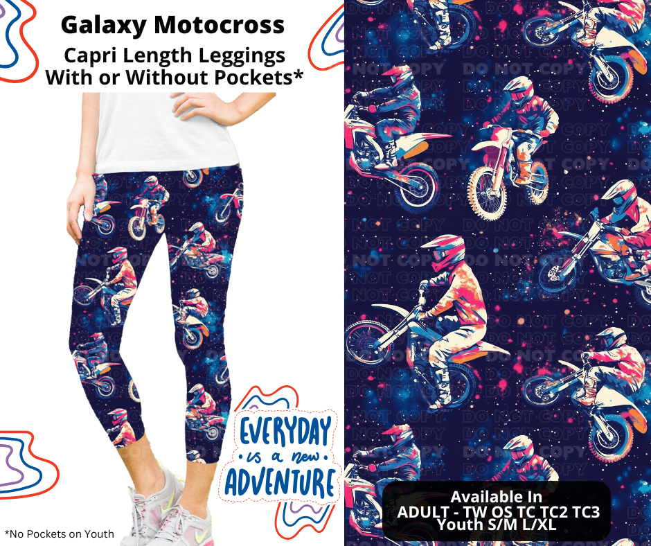 Preorder! Closes 12/26. ETA March. Galaxy Motocross Capri Leggings w/wo Pockets