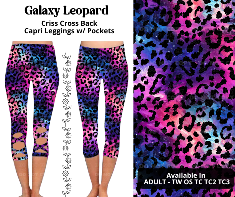 Preorder! Closes 3/27. ETA June. Galaxy Leopard Criss Cross Capri w/ Pockets