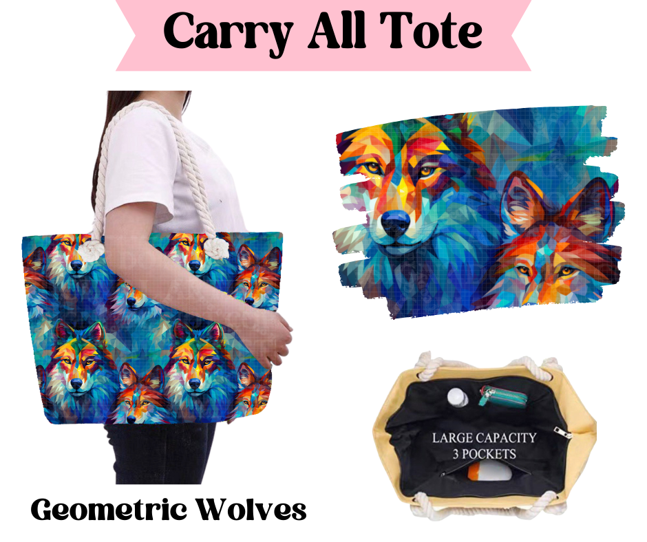 Preorder! Closes 3/31. ETA June. Geometric Wolves Carry All Tote