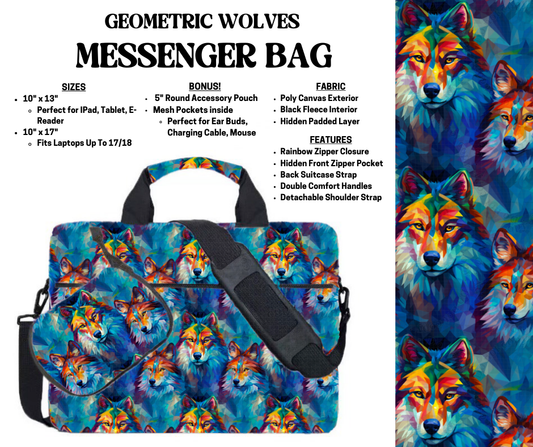 Preorder! Closes 4/3. ETA July. Geometric Wolves Messenger Bags