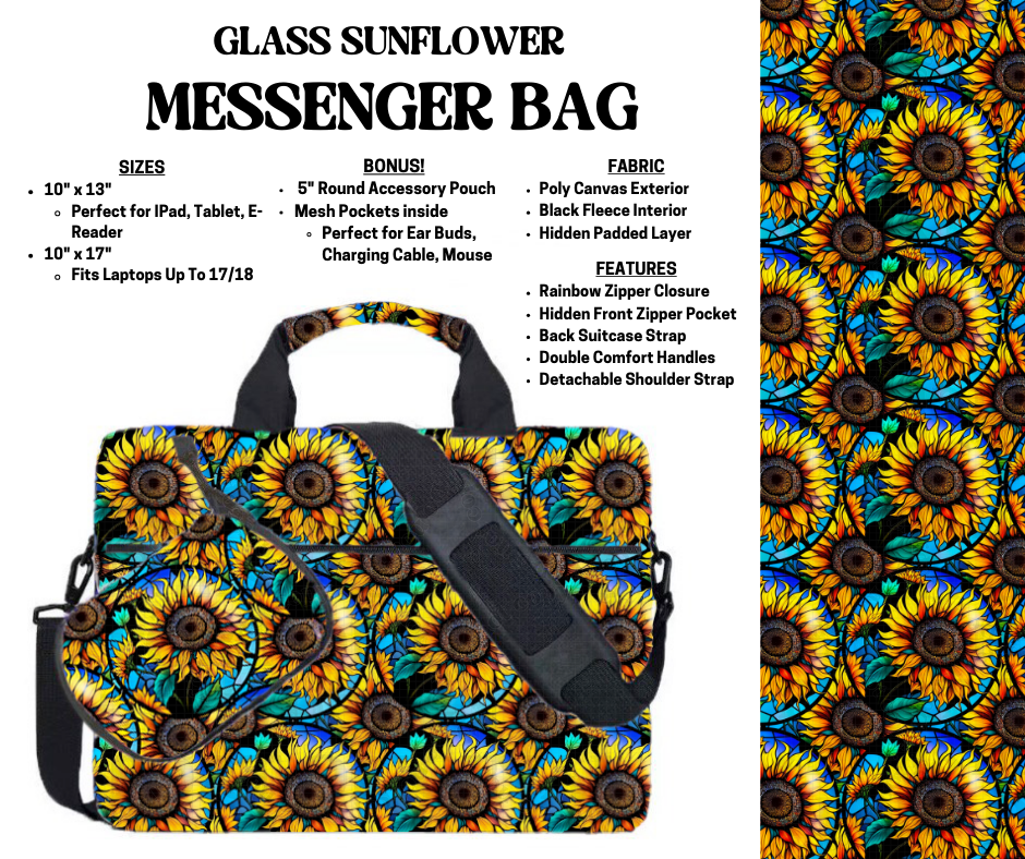 Preorder! Closes 4/3. ETA July. Glass Sunflower Messenger Bags