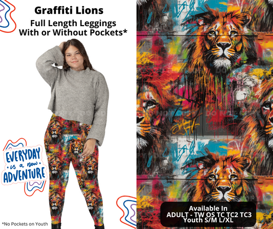 Preorder! Closes 12/26. ETA March. Graffiti Lions Full Length Leggings w/wo Pockets