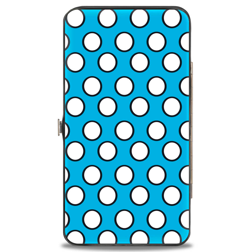 Hinged Wallet - Minnie Style Smiling Pose + Dots Blue/Black/White