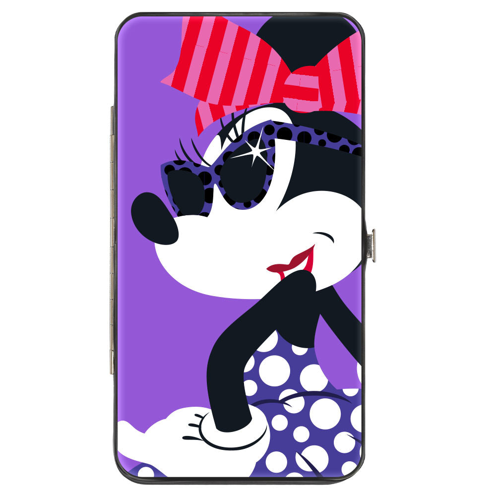 Hinged Wallet - Hollywood Minnie Over Shoulder Pose + Dots Purples/White