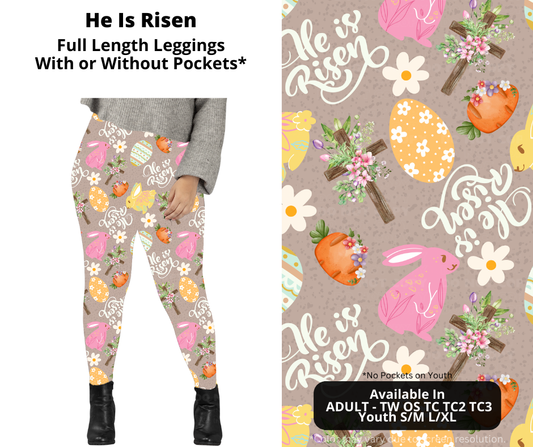 Preorder! Closes 1/20. ETA April. He Is Risen Full Length Leggings w/wo Pockets