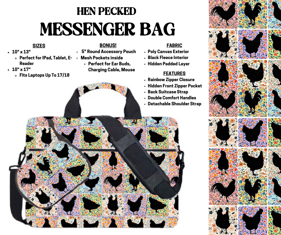 Preorder! Closes 4/3. ETA July. Hen Pecked Messenger Bags