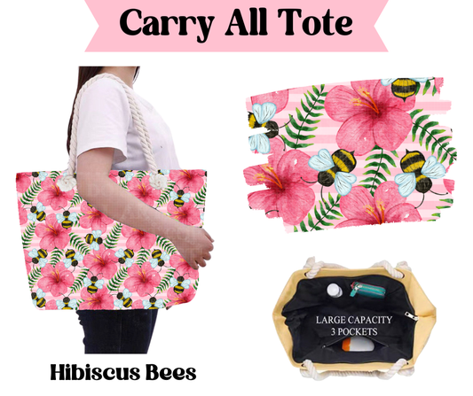 Preorder! Closes 3/31. ETA June. Hibiscus Bees Carry All Tote