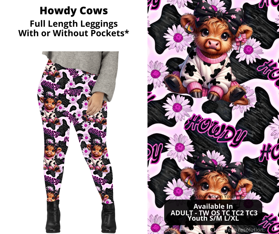 Preorder! Closes 1/20. ETA April. Howdy Cows Full Length Leggings w/wo Pockets