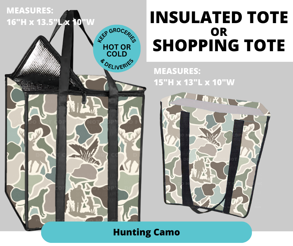 Preorder! Closes 2/26. ETA May. Hunting Camo Shopping & Insulated Tote