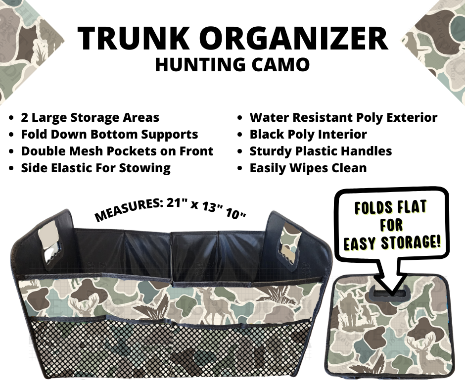 Preorder! Closes 3/10. ETA June. Hunting Camo Trunk Organizer