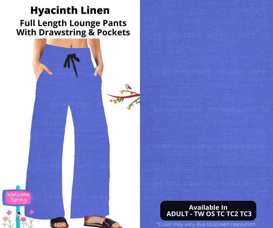 Preorder! Closes 1/8. ETA April. Hyacinth Linen Full Length Lounge Pants