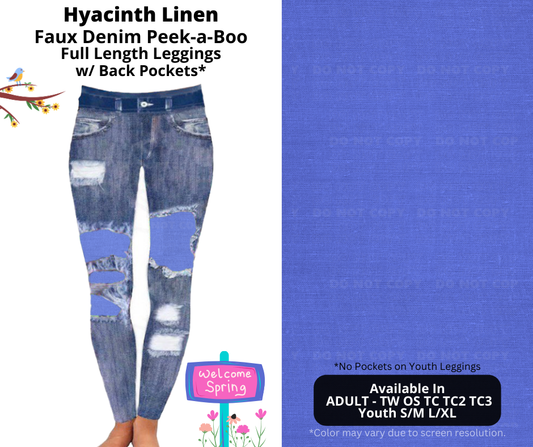 Preorder! Closes 1/13. ETA April. Hyacinth Linen Full Length Faux Denim Peekaboo