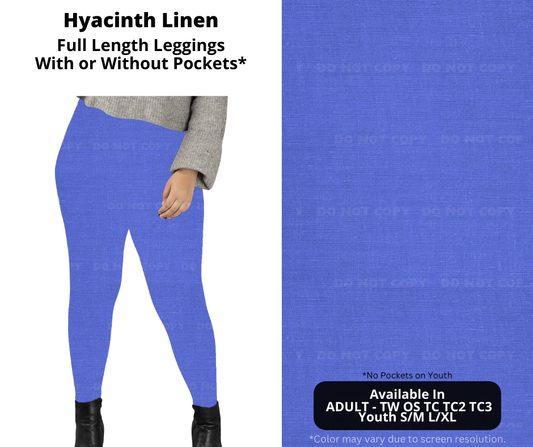 Preorder! Closes 1/8. ETA April. Hyacinth Linen Full Length Leggings w/wo Pockets