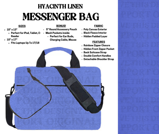 Preorder! Closes 4/3. ETA July. Hyacinth Linen Messenger Bags