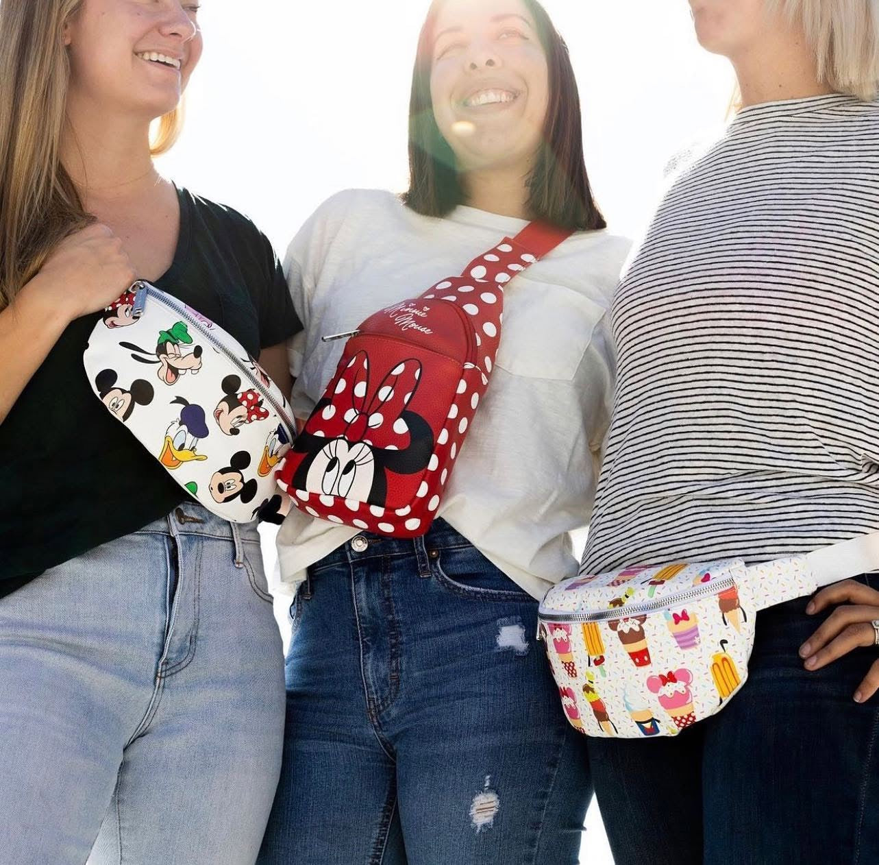 Crossbody Sling Bag  - Minnie Mouse Face Close-Up with Polka Dots Red/White