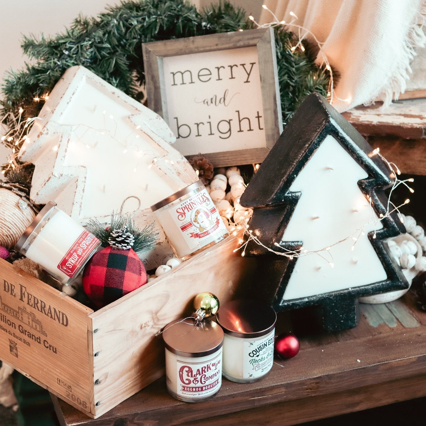 Christmas Tree Pottery Dough Bowl Soy Candle