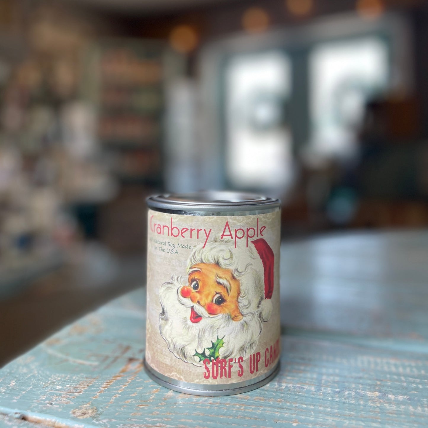 Cranberry Apple Paint Can Candle - Santa Face