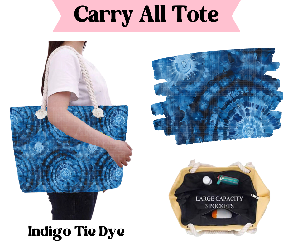 Preorder! Closes 3/31. ETA June. Indigo Tie Dye Carry All Tote