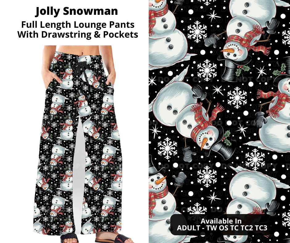 Preorder! Closes 11/7. ETA Jan. Jolly Snowman Full Length Lounge Pants