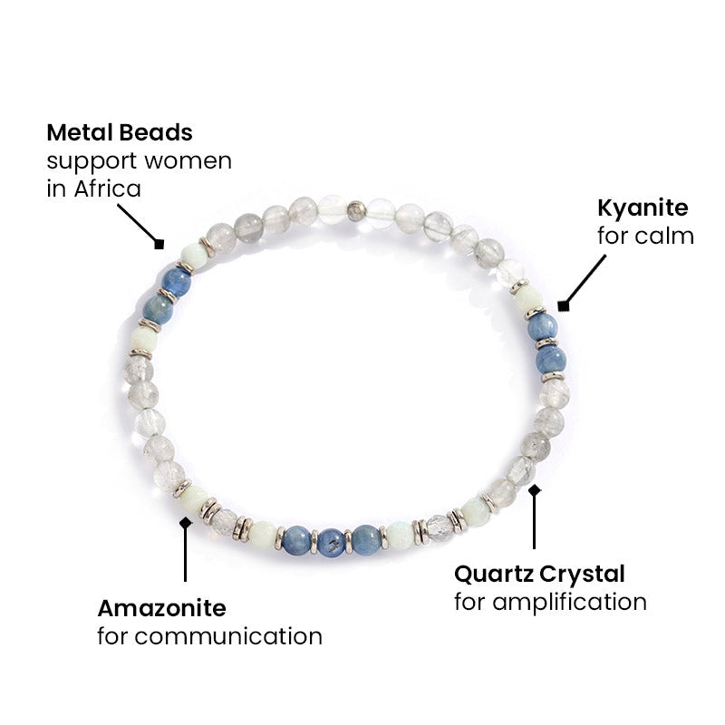 "Calm" Kyanite, Quartz & Amazonite Delicate Bracelet