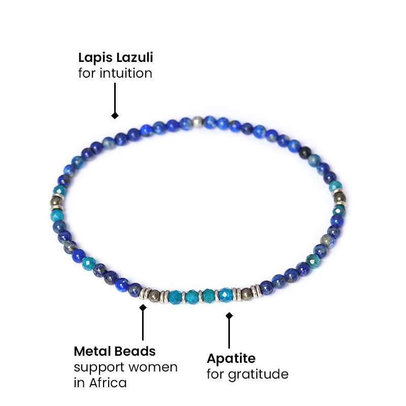 "Intuition" Lapis Lazuli and Apatite Delicate Anklet