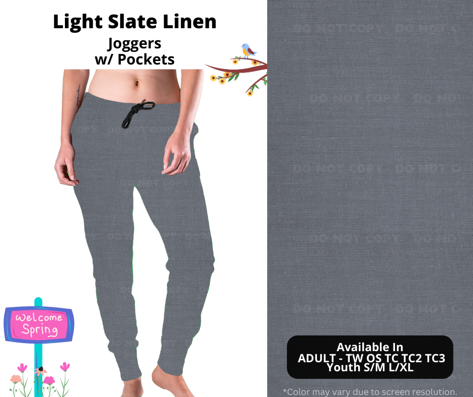 Preorder! Closes 1/8. ETA April. Light Slate Linen Joggers