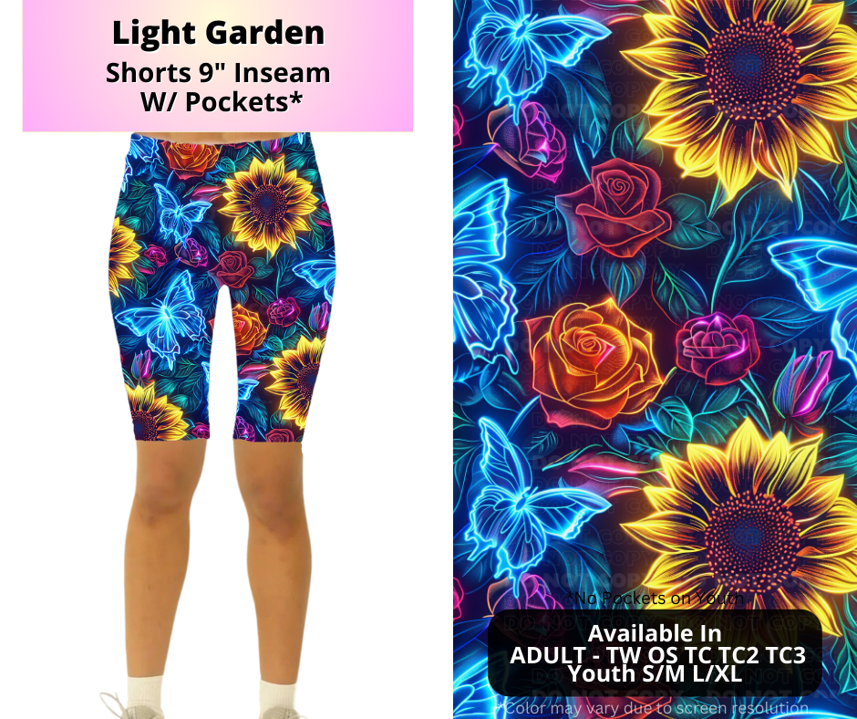 Preorder! Closes 4/2. ETA July. Light Garden 9" Inseam Shorts w/wo Pockets