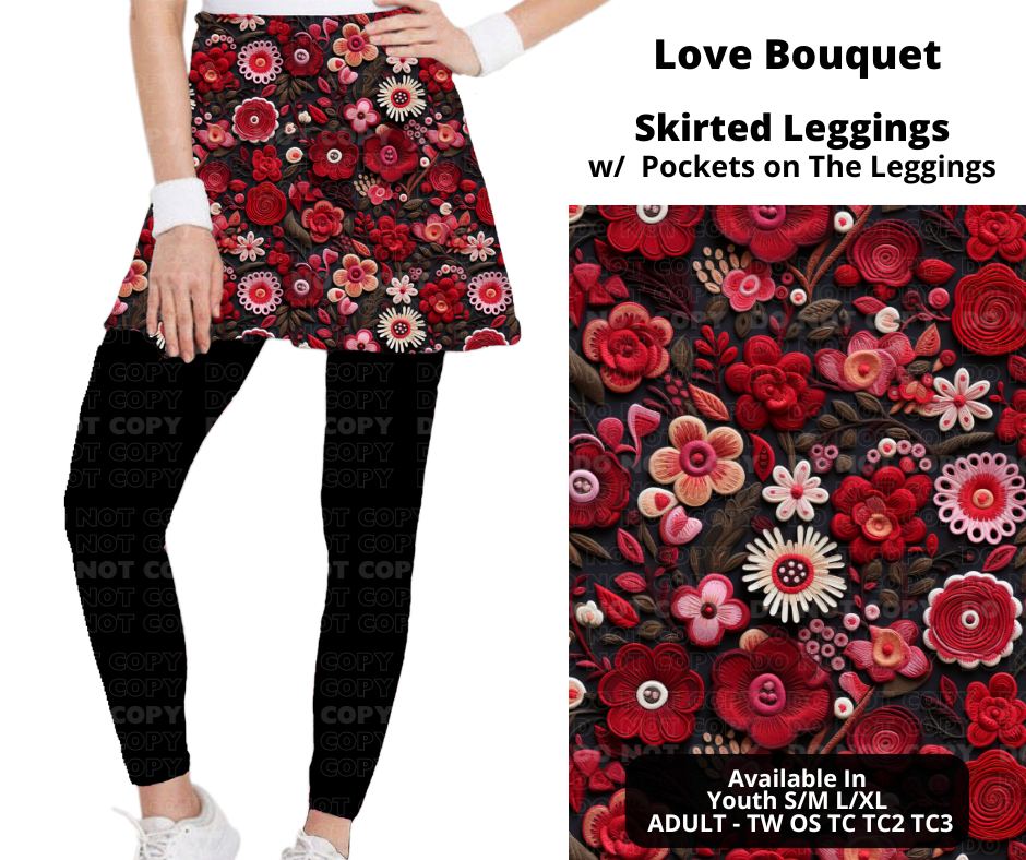 Preorder! Closes 11/25. ETA Jan. Love Bouquet Skirted Full Length Leggings w/ Pockets