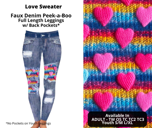 Preorder! Closes 11/20. ETA Jan. Love Sweater Faux Denim Peekaboo Full Length