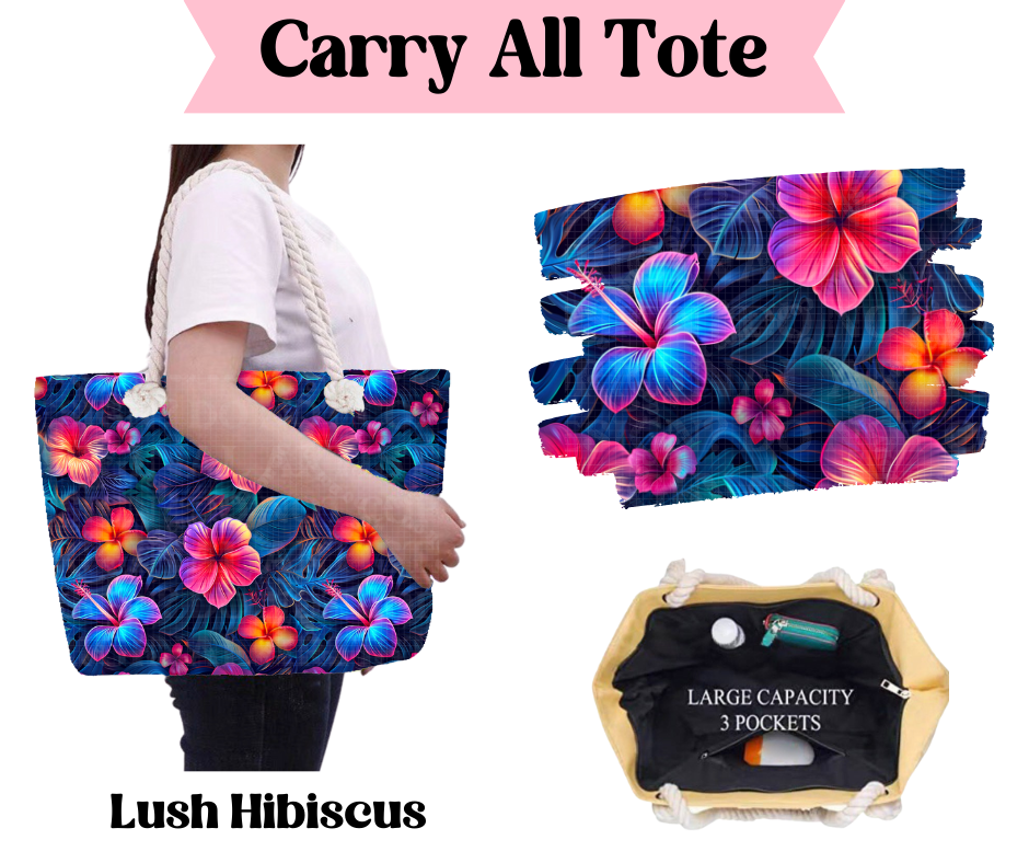 Preorder! Closes 3/31. ETA June. Lush Hibiscus Carry All Tote