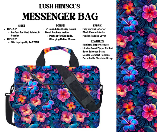 Preorder! Closes 4/3. ETA July. Lush Hibiscus Messenger Bags