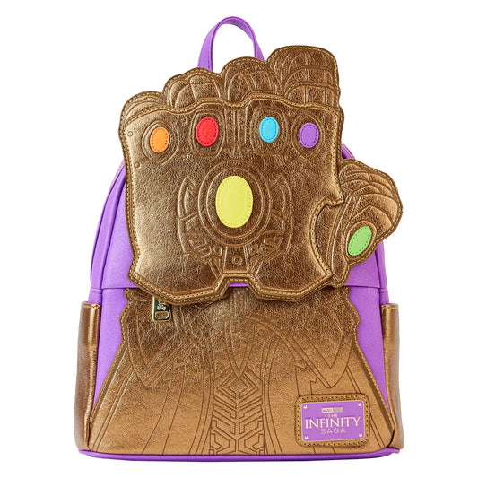 LOUNGEFLY
 MARVEL SHINE THANOS GAUNTLET MINI BACKPACK