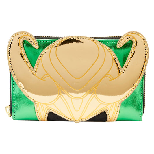 LOUNGEFLY Marvel Metallic Loki Zip Around Wallet