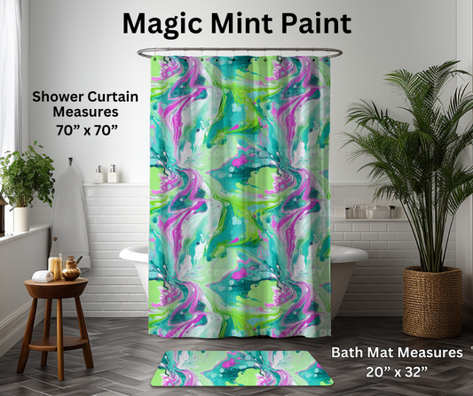 Preorder! Closes 1/6. ETA March. Magic Mint Paint Custom Shower Curtain and/or Bath Mat