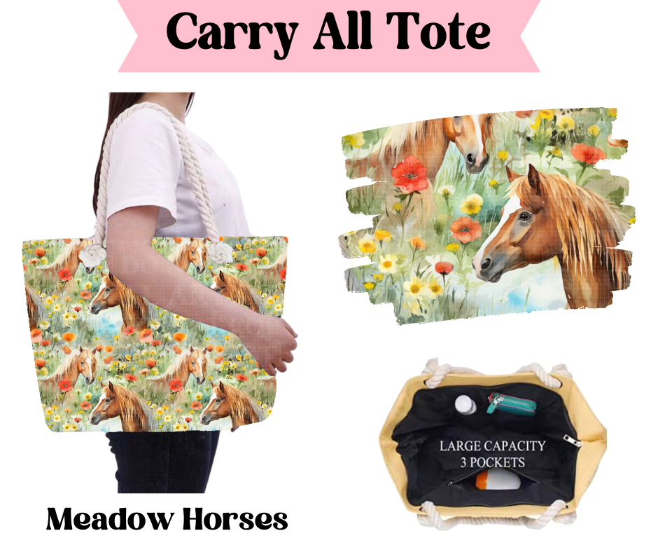 Preorder! Closes 3/31. ETA June. Meadow Horses Carry All Tote