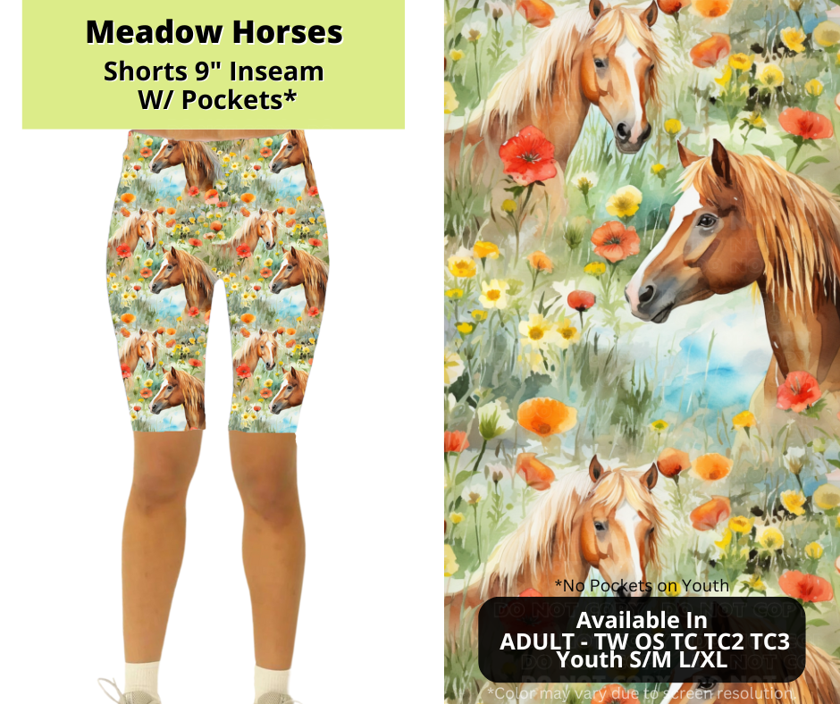 Preorder! Closes 3/24. ETA June. Meadow Horses 9" Inseam Shorts w/wo Pockets