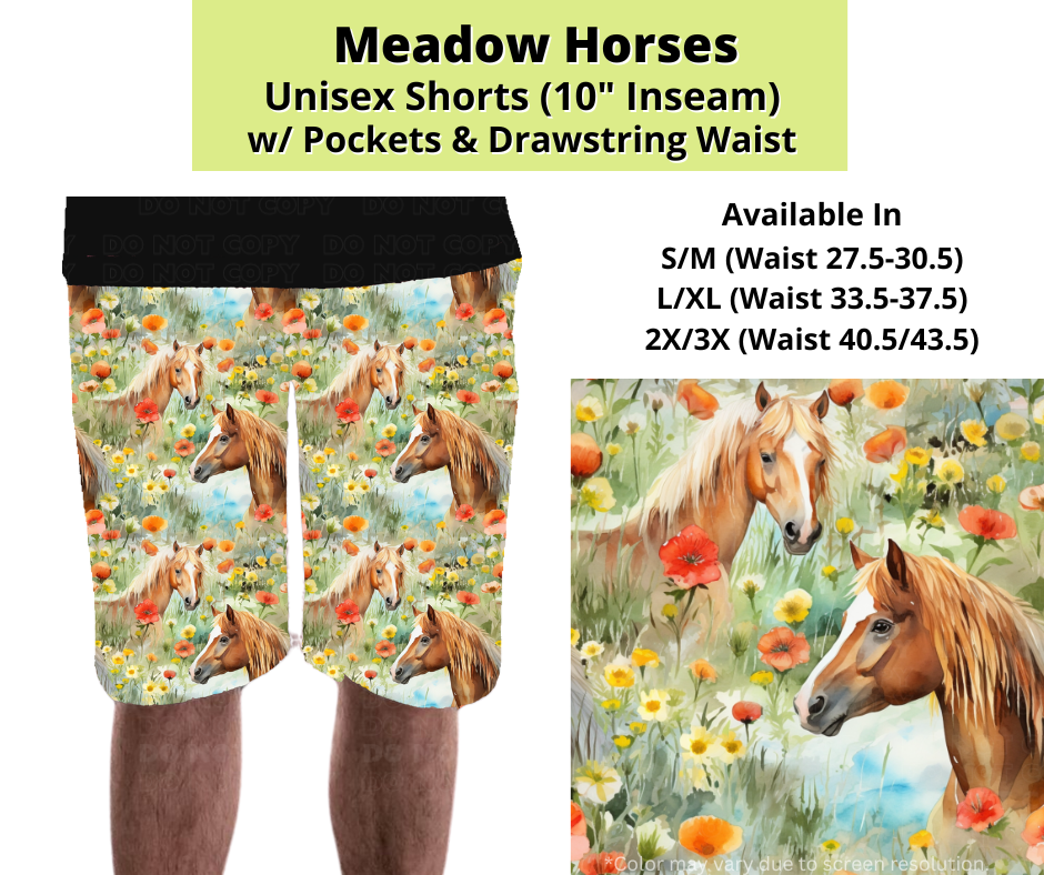 Preorder! Closes 3/24. ETA June. Meadow Horses Unisex Shorts