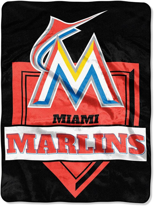 Miami Marlins Home Plate Raschel Throw Blanket 60"x80"