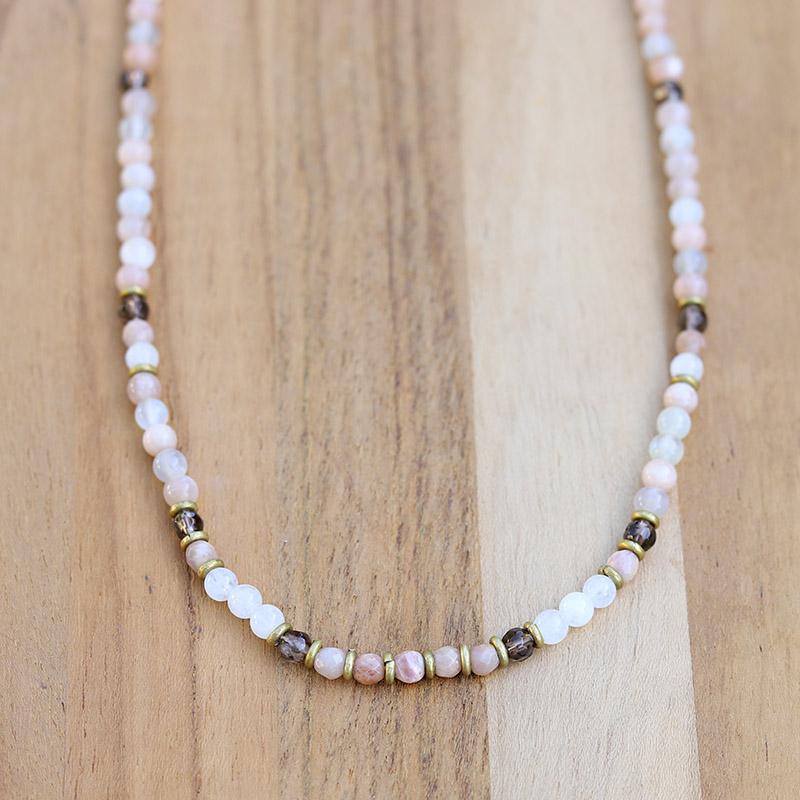 "Joy and Intuition" Moonstone and Smoky Quartz Delicate Necklace