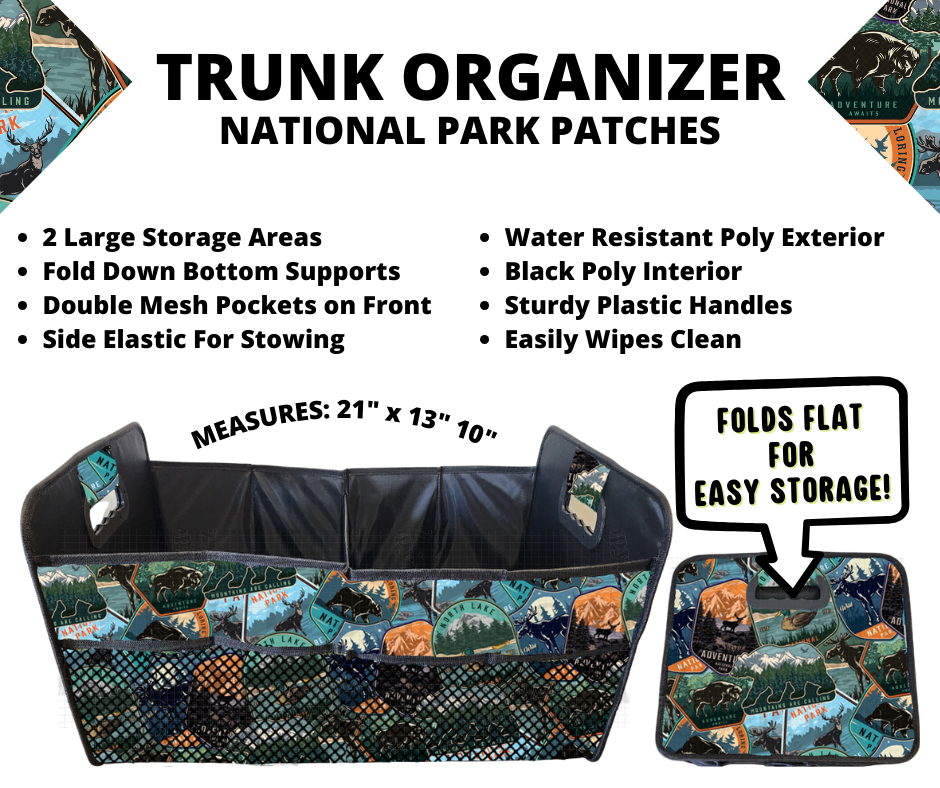 Preorder! Closes 3/10. ETA June. National Park Patches Trunk Organizer