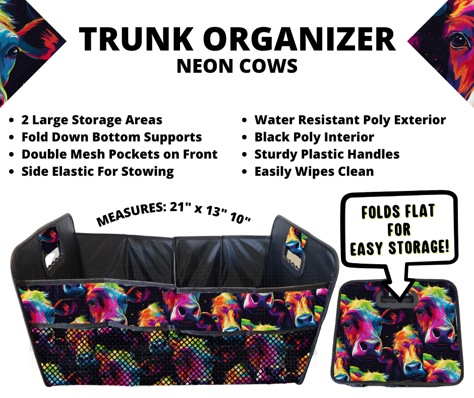 Preorder! Closes 3/10. ETA June. Neon Cows Trunk Organizer