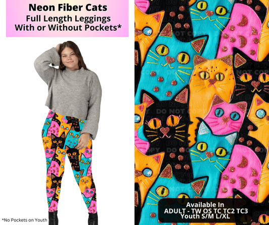 Preorder! Closes 4/2. ETA July. Neon Fiber Cats Full Length Leggings w/wo Pockets