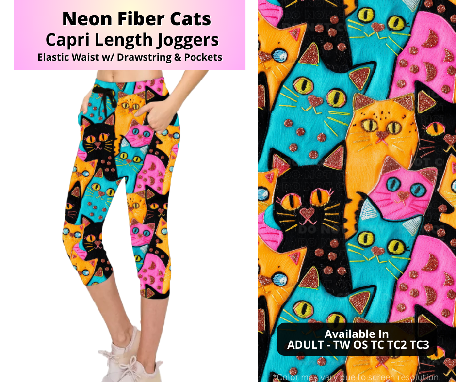 Preorder! Closes 4/2. ETA July. Neon Fiber Cats Jogger Capri